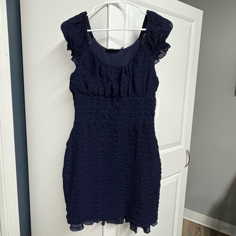 Daisy Street Navy Blue Ruffled Top